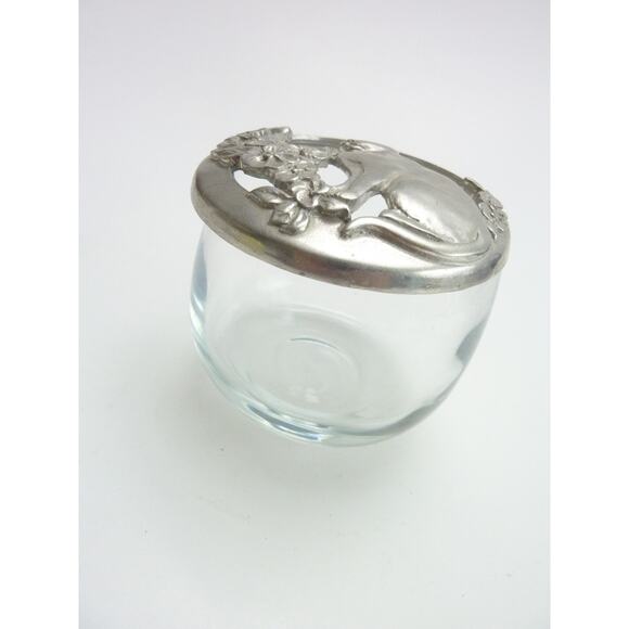 Seagull Pewter Pot Potpourri Bowl & Lid Cat With Flowers Design Canada 1988 - Picture 2 of 6